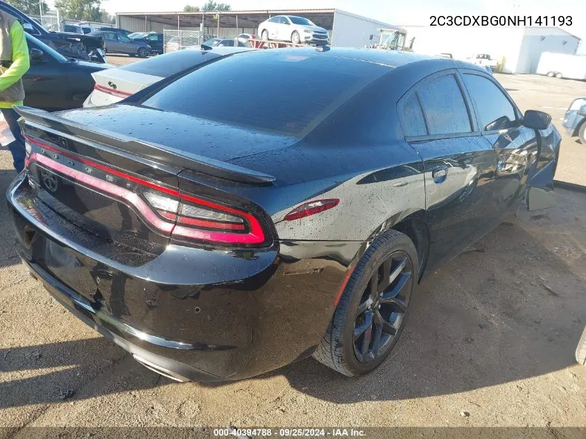 2022 Dodge Charger Sxt Rwd VIN: 2C3CDXBG0NH141193 Lot: 40394788