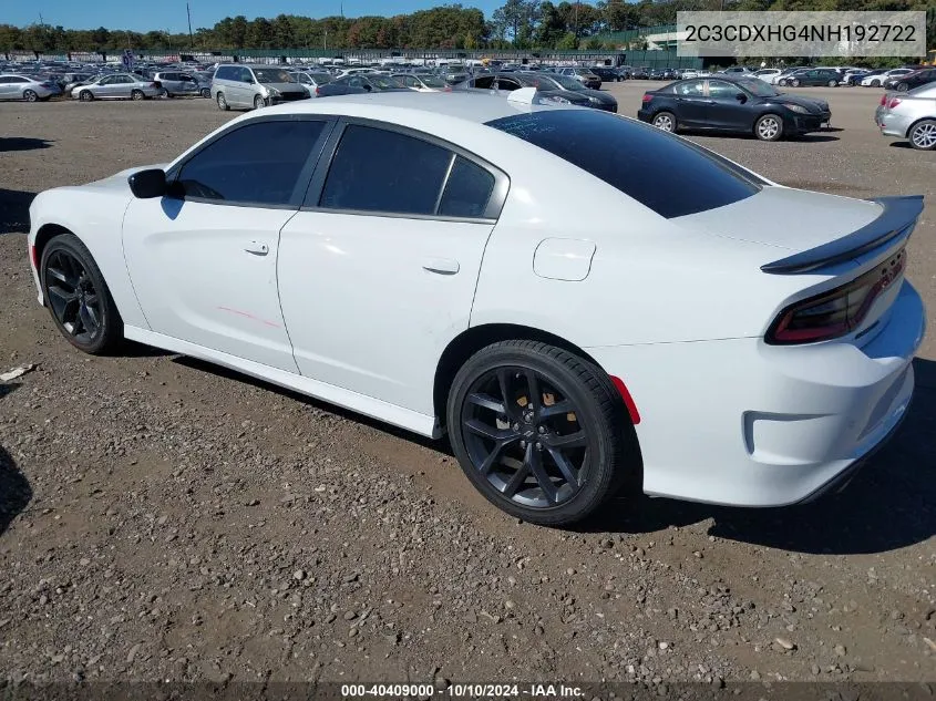 2022 Dodge Charger Gt Rwd VIN: 2C3CDXHG4NH192722 Lot: 40409000