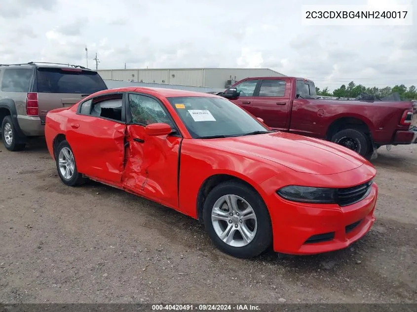 2022 Dodge Charger Sxt VIN: 2C3CDXBG4NH240017 Lot: 40420491