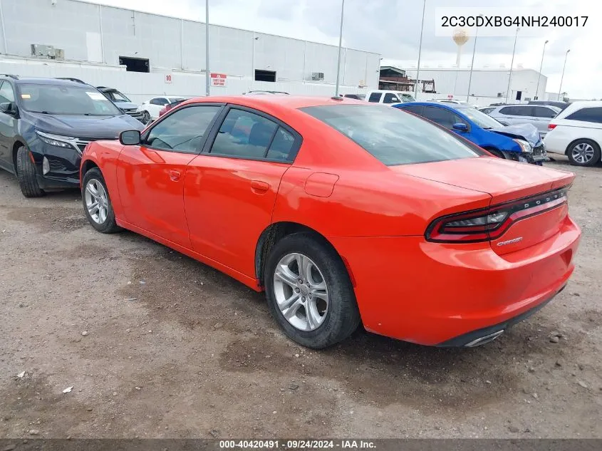 2022 Dodge Charger Sxt VIN: 2C3CDXBG4NH240017 Lot: 40420491