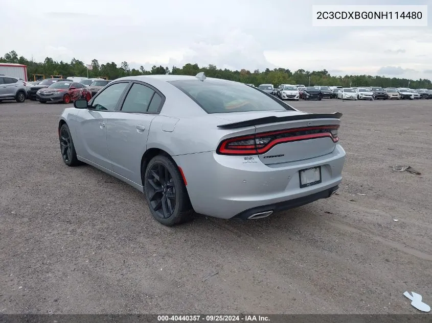 2022 Dodge Charger Sxt Rwd VIN: 2C3CDXBG0NH114480 Lot: 40440357