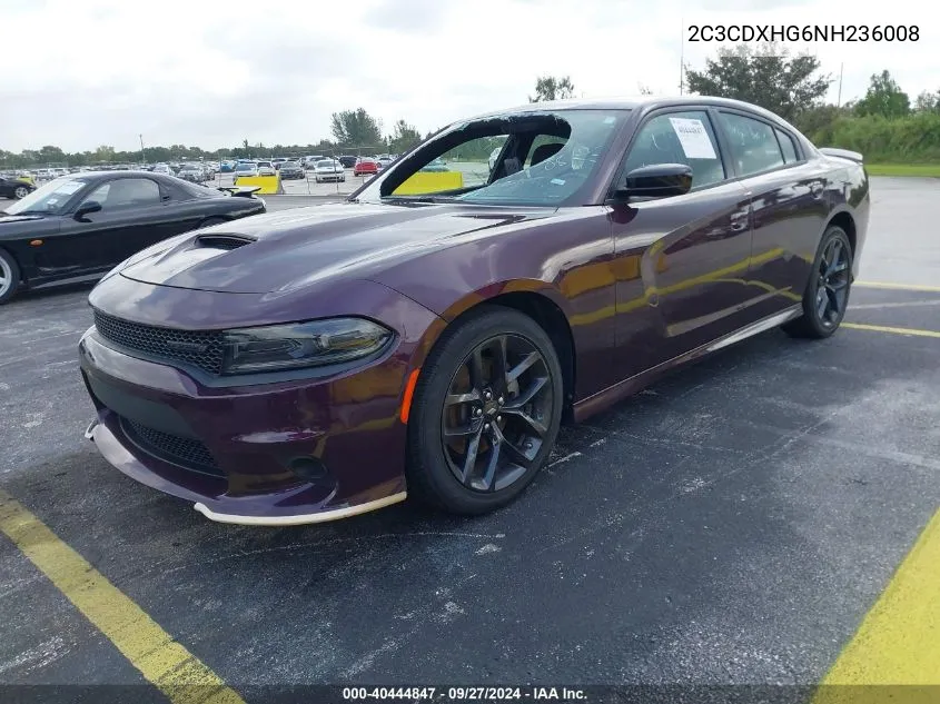 2022 Dodge Charger Gt VIN: 2C3CDXHG6NH236008 Lot: 40444847