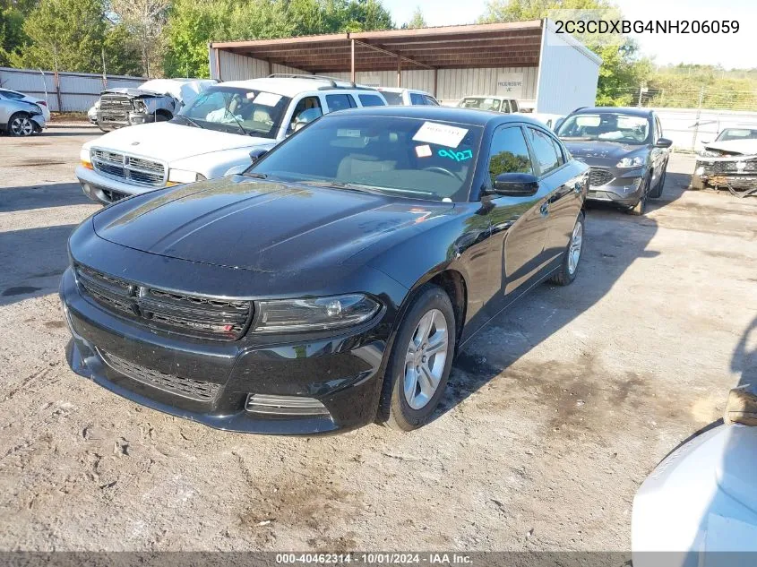 2022 Dodge Charger Sxt VIN: 2C3CDXBG4NH206059 Lot: 40462314