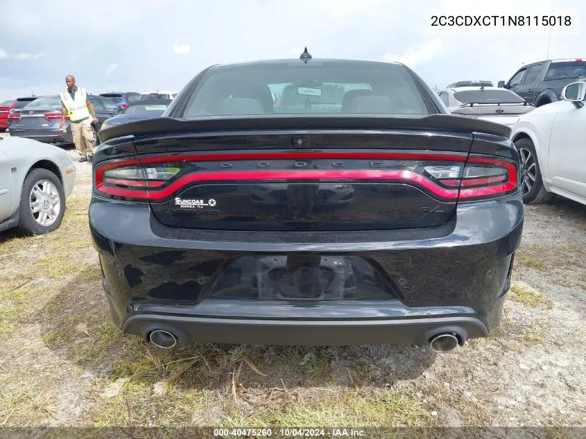 2022 Dodge Charger R/T VIN: 2C3CDXCT1N8115018 Lot: 40475260