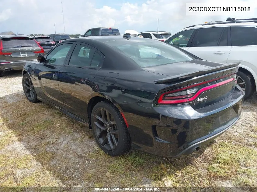 2022 Dodge Charger R/T VIN: 2C3CDXCT1N8115018 Lot: 40475260