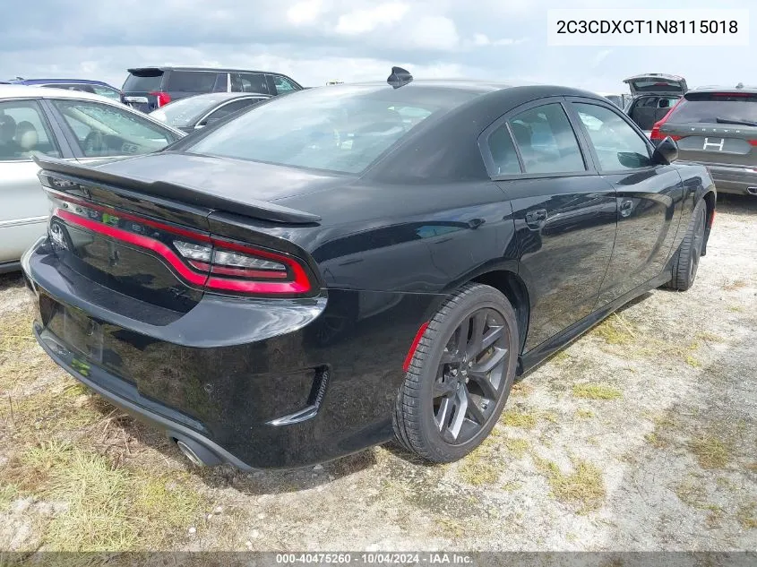 2022 Dodge Charger R/T VIN: 2C3CDXCT1N8115018 Lot: 40475260