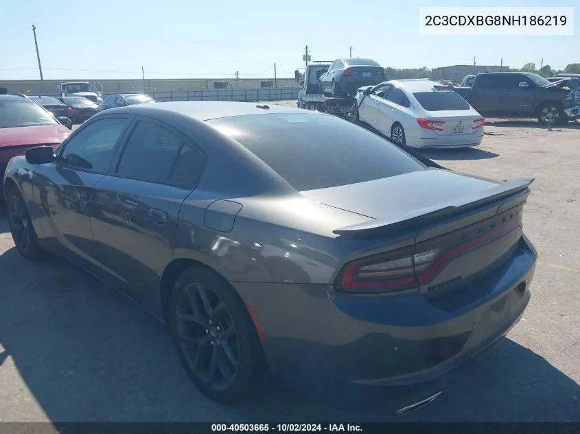 2022 Dodge Charger Sxt Rwd VIN: 2C3CDXBG8NH186219 Lot: 40503665