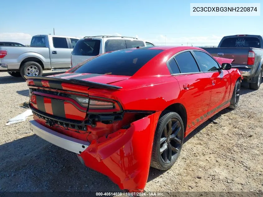 2022 Dodge Charger Sxt VIN: 2C3CDXBG3NH220874 Lot: 40514038