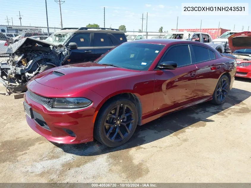 2022 Dodge Charger Gt Rwd VIN: 2C3CDXHG1NH243531 Lot: 40536720