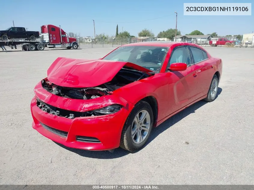 2022 Dodge Charger Sxt Rwd VIN: 2C3CDXBG1NH119106 Lot: 40580917