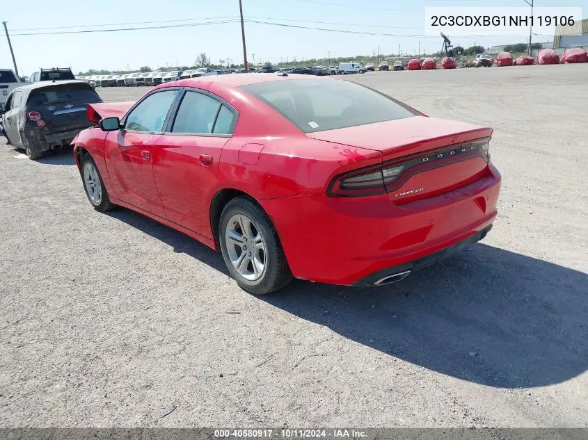 2022 Dodge Charger Sxt Rwd VIN: 2C3CDXBG1NH119106 Lot: 40580917