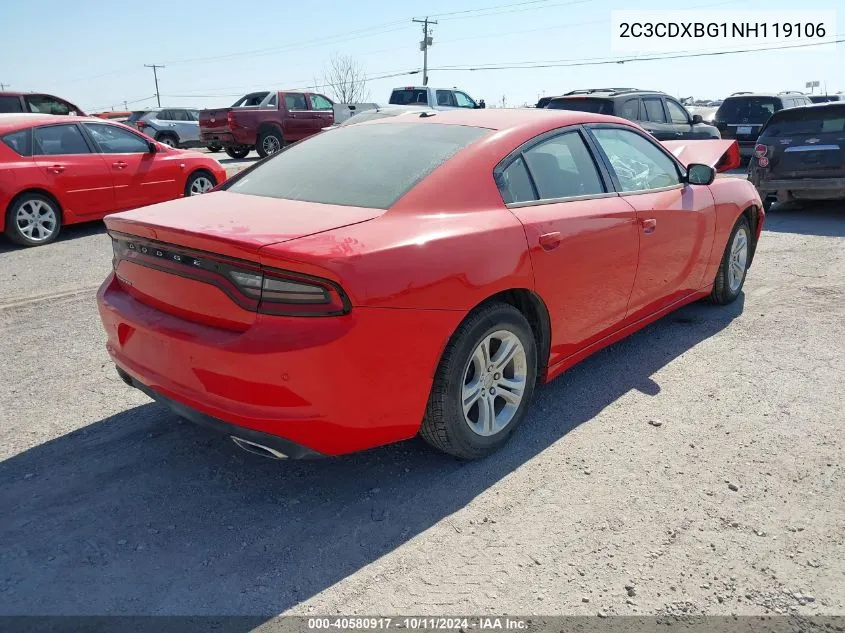 2022 Dodge Charger Sxt Rwd VIN: 2C3CDXBG1NH119106 Lot: 40580917