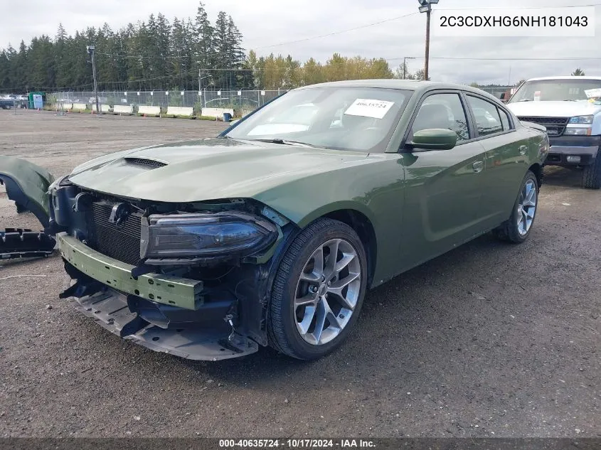 2022 Dodge Charger Gt Rwd VIN: 2C3CDXHG6NH181043 Lot: 40635724