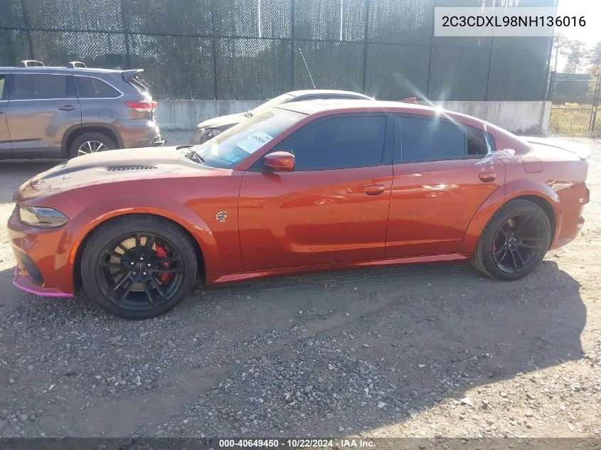 2022 Dodge Charger Srt Hellcat Widebody VIN: 2C3CDXL98NH136016 Lot: 40649450