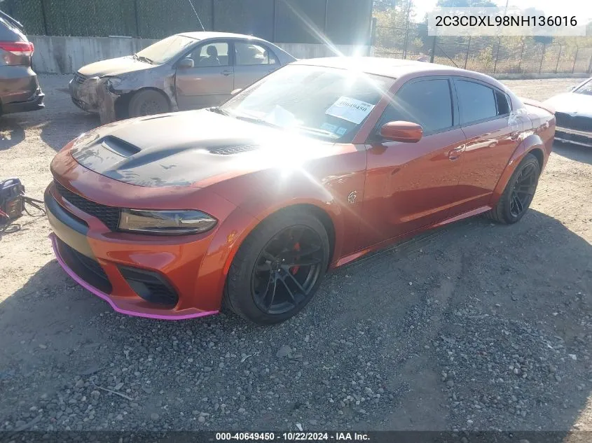 2022 Dodge Charger Srt Hellcat Widebody VIN: 2C3CDXL98NH136016 Lot: 40649450