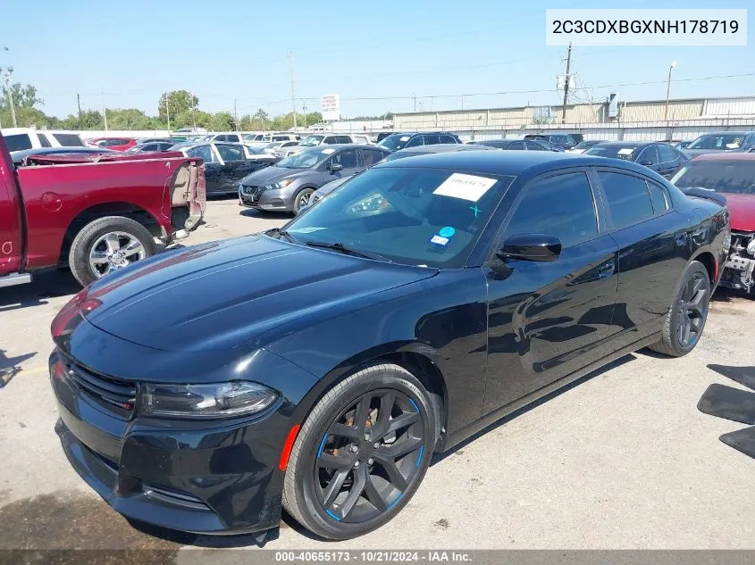 2022 Dodge Charger Sxt Rwd VIN: 2C3CDXBGXNH178719 Lot: 40655173