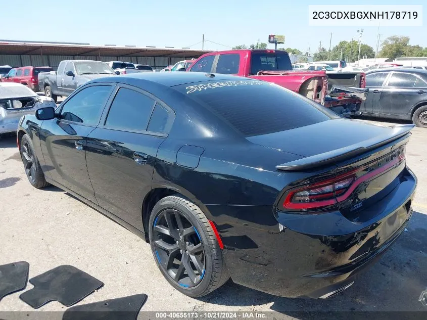 2022 Dodge Charger Sxt Rwd VIN: 2C3CDXBGXNH178719 Lot: 40655173