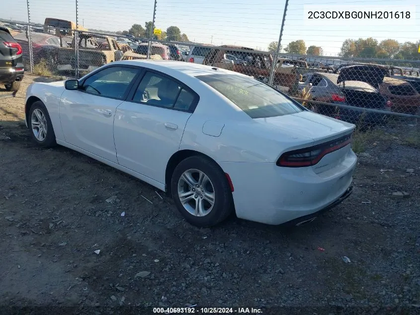 2022 Dodge Charger Sxt Rwd VIN: 2C3CDXBG0NH201618 Lot: 40693192