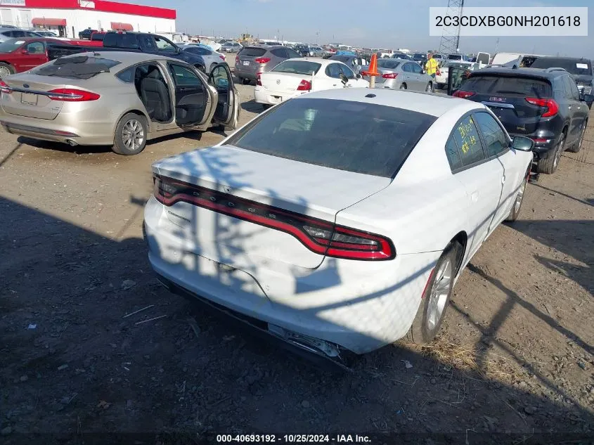 2022 Dodge Charger Sxt Rwd VIN: 2C3CDXBG0NH201618 Lot: 40693192