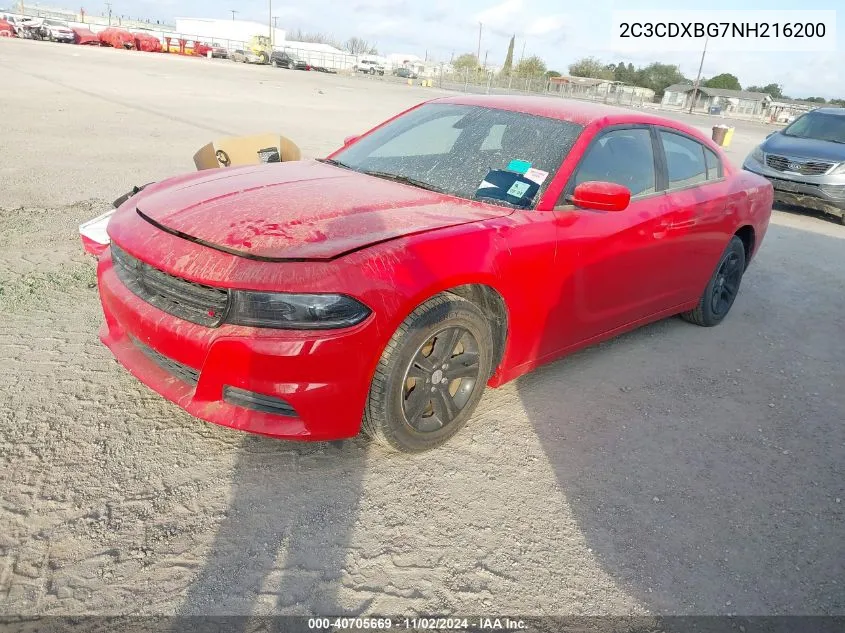 2C3CDXBG7NH216200 2022 Dodge Charger Sxt Rwd