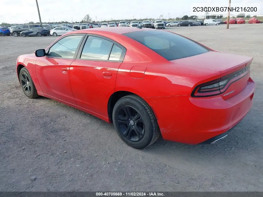 2C3CDXBG7NH216200 2022 Dodge Charger Sxt Rwd