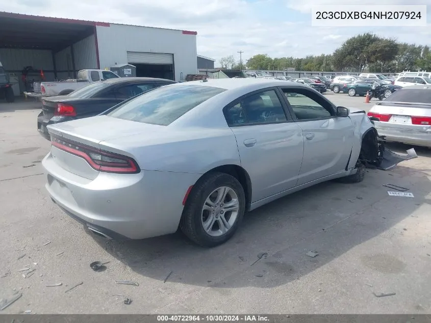 2022 Dodge Charger Sxt Rwd VIN: 2C3CDXBG4NH207924 Lot: 40722964