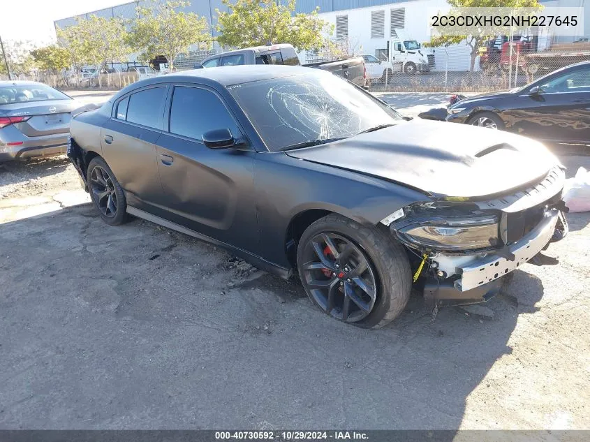 2022 Dodge Charger Gt Rwd VIN: 2C3CDXHG2NH227645 Lot: 40730592