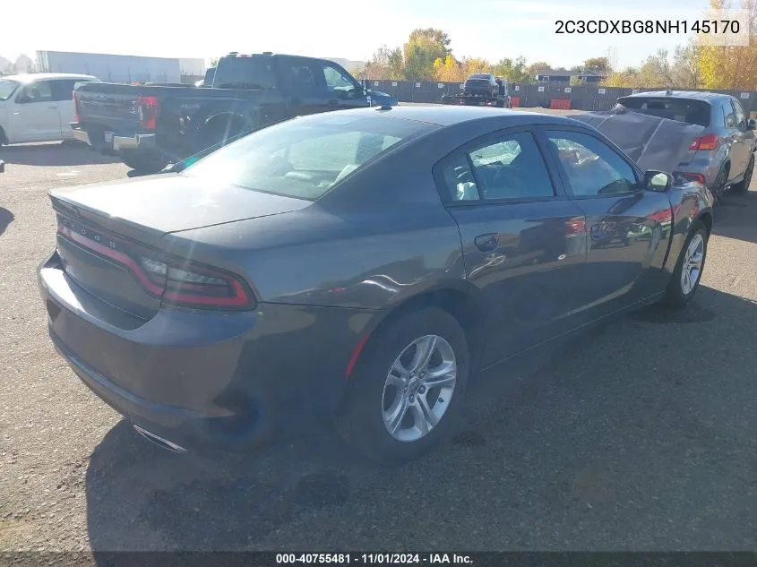 2022 Dodge Charger Sxt Rwd VIN: 2C3CDXBG8NH145170 Lot: 40755481