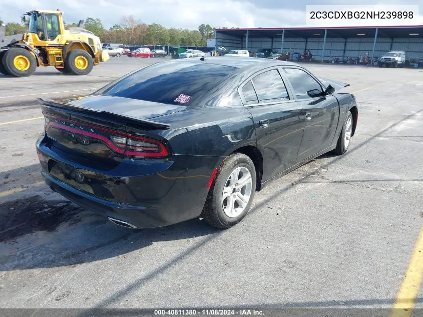 2022 Dodge Charger Sxt Rwd VIN: 2C3CDXBG2NH239898 Lot: 40811380