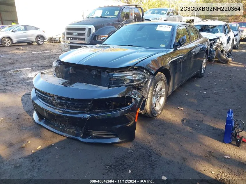 2022 Dodge Charger Sxt Rwd VIN: 2C3CDXBG2NH220364 Lot: 40842684