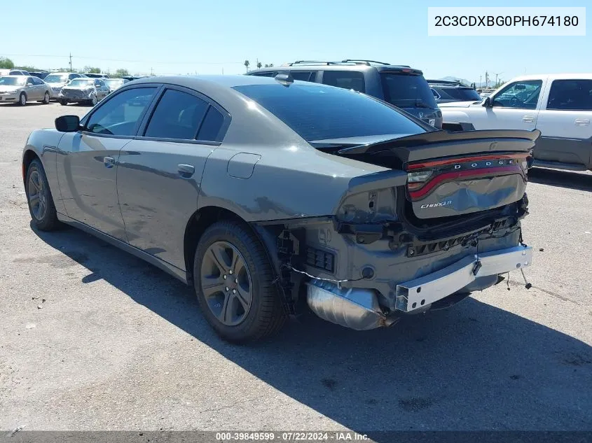 2023 Dodge Charger Sxt VIN: 2C3CDXBG0PH674180 Lot: 39849599