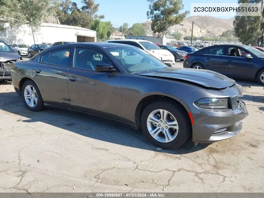 2023 Dodge Charger Sxt VIN: 2C3CDXBGXPH551633 Lot: 39990887