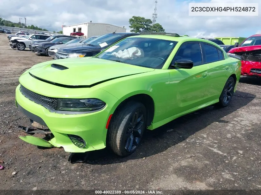 2023 Dodge Charger Gt VIN: 2C3CDXHG4PH524872 Lot: 40022389