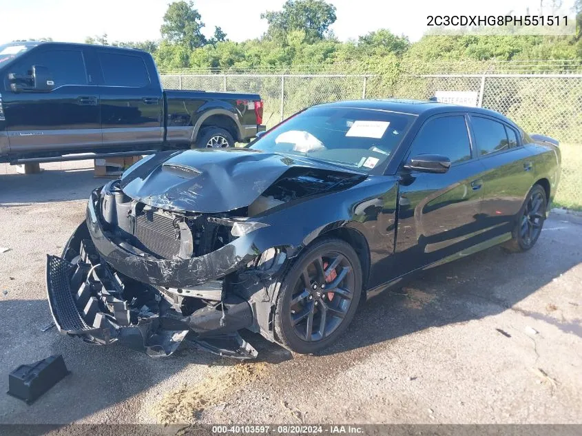 2023 Dodge Charger Gt VIN: 2C3CDXHG8PH551511 Lot: 40103597