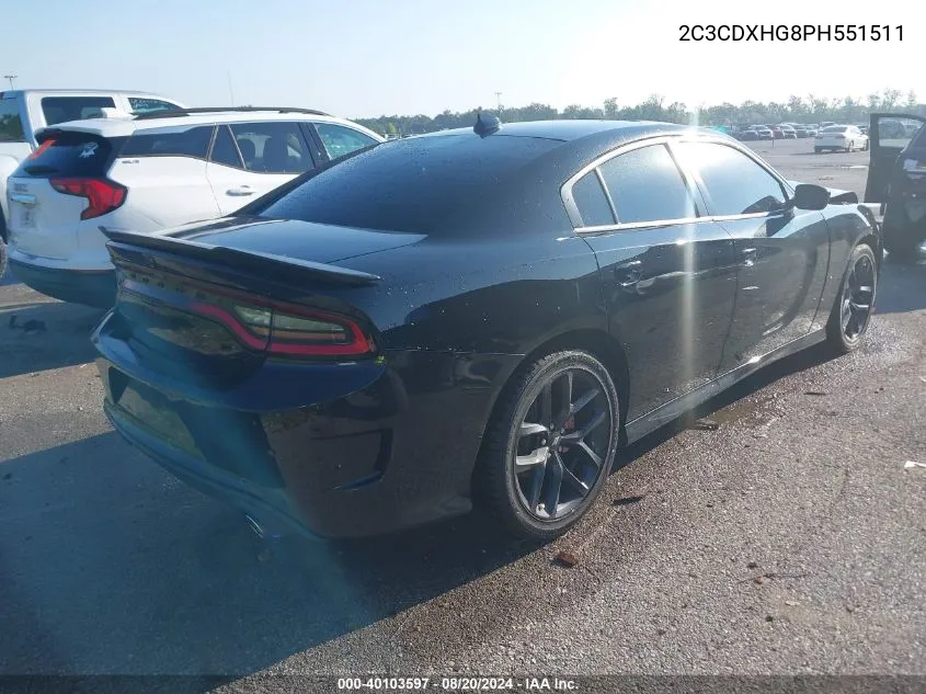 2023 Dodge Charger Gt VIN: 2C3CDXHG8PH551511 Lot: 40103597