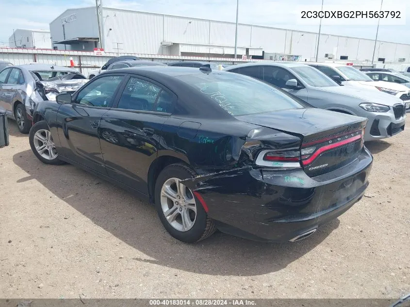 2023 Dodge Charger Sxt VIN: 2C3CDXBG2PH563792 Lot: 40183014