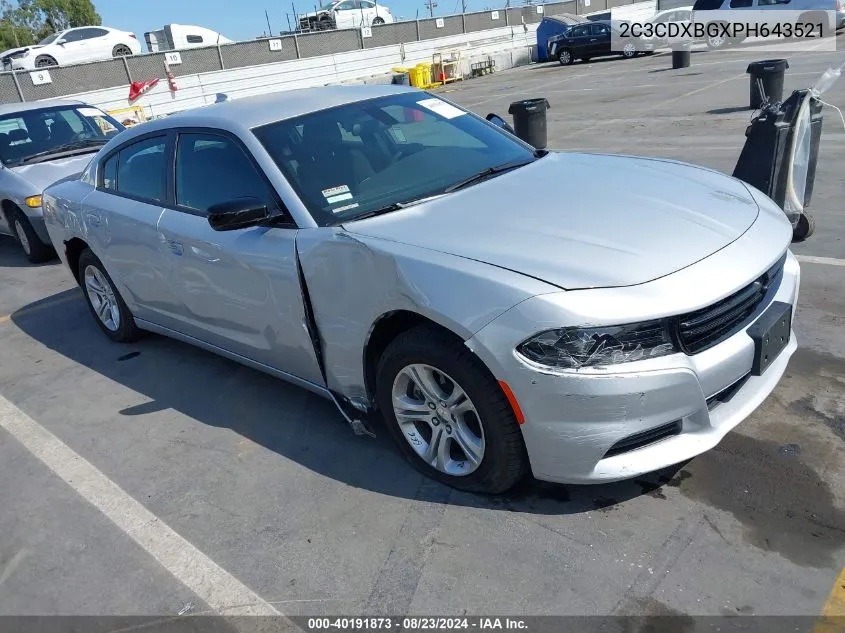 2023 Dodge Charger Sxt VIN: 2C3CDXBGXPH643521 Lot: 40191873