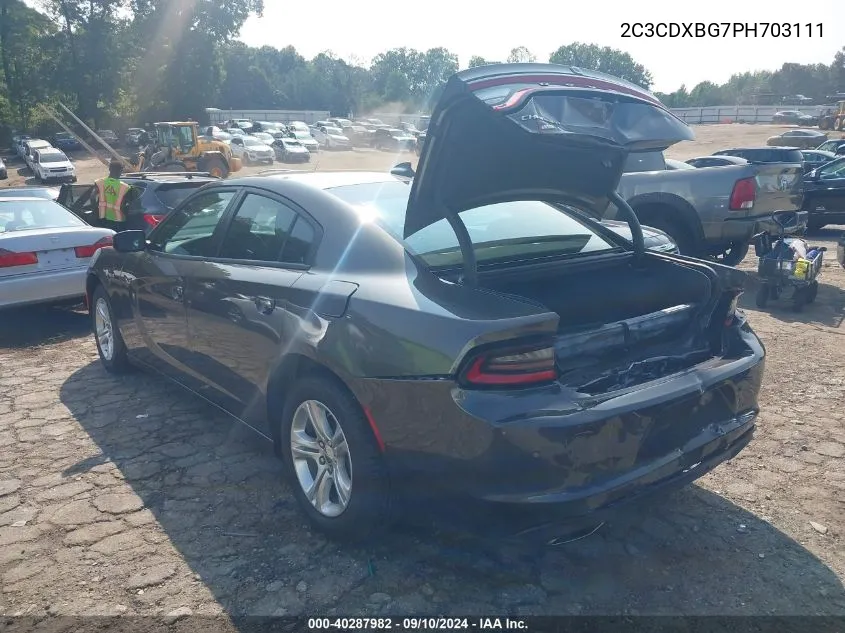 2023 Dodge Charger Sxt VIN: 2C3CDXBG7PH703111 Lot: 40287982