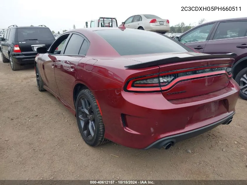 2023 Dodge Charger Gt VIN: 2C3CDXHG5PH660511 Lot: 40612157