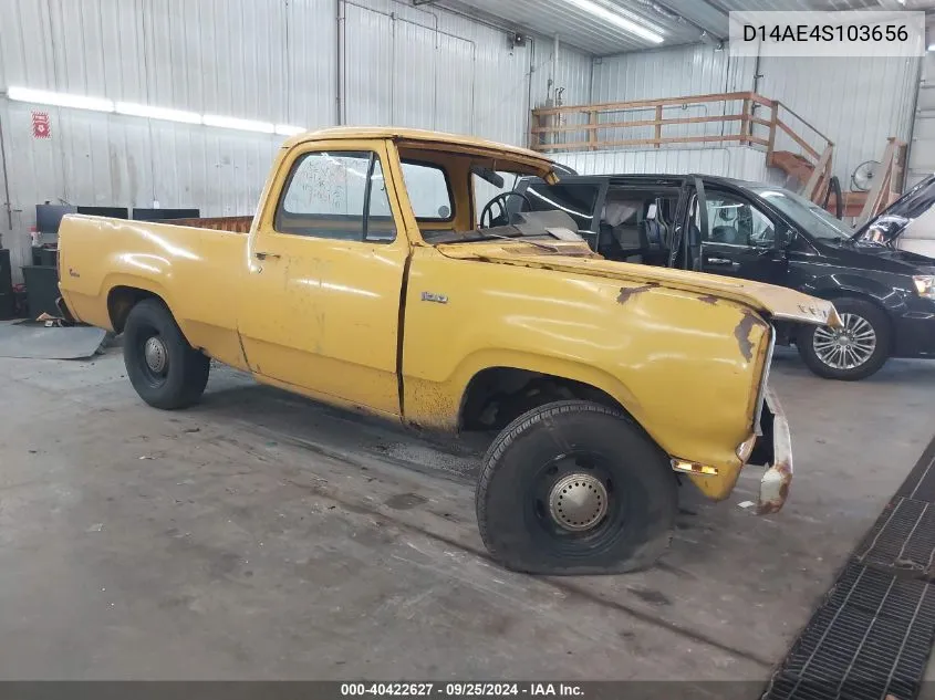 1974 Dodge D100 VIN: D14AE4S103656 Lot: 40422627