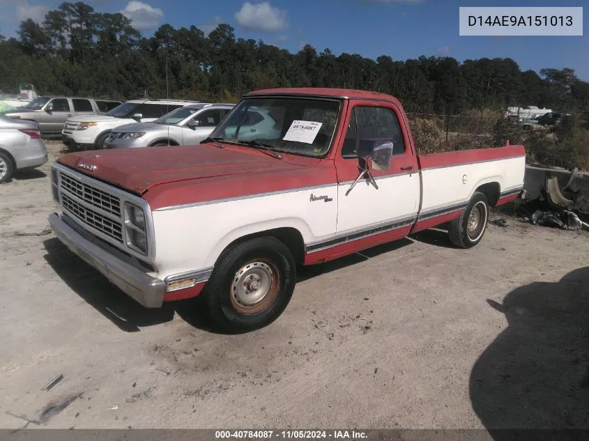 1979 Dodge D100 VIN: D14AE9A151013 Lot: 40784087