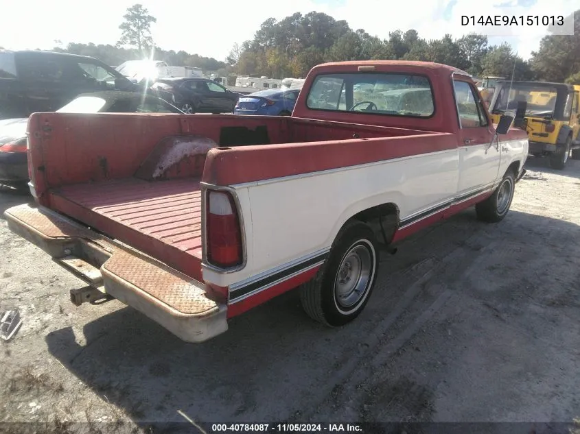 1979 Dodge D100 VIN: D14AE9A151013 Lot: 40784087