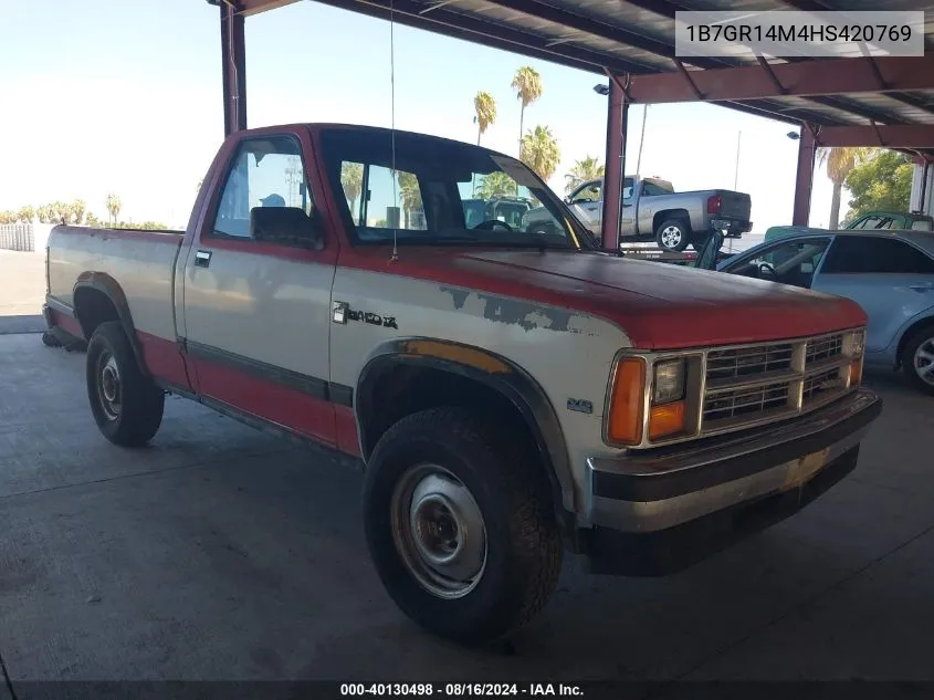 1987 Dodge Dakota VIN: 1B7GR14M4HS420769 Lot: 40130498