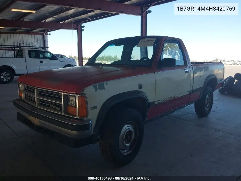 1987 Dodge Dakota VIN: 1B7GR14M4HS420769 Lot: 40130498