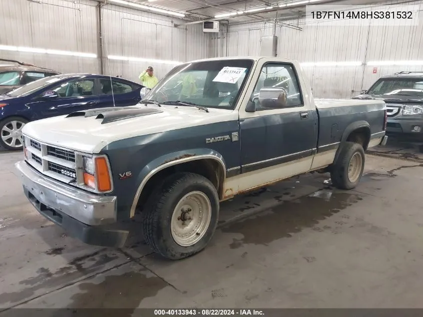 1987 Dodge Dakota VIN: 1B7FN14M8HS381532 Lot: 40133943