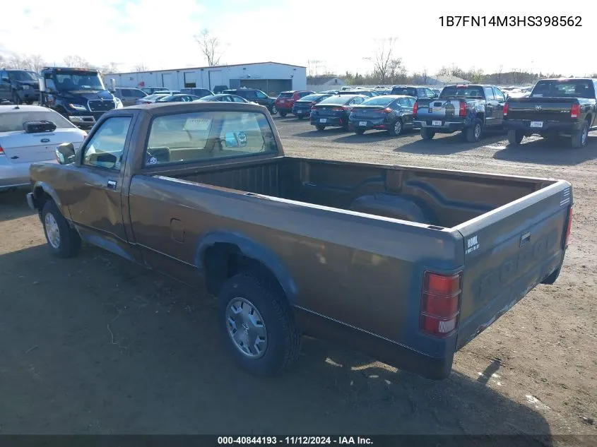 1987 Dodge Dakota VIN: 1B7FN14M3HS398562 Lot: 40844193