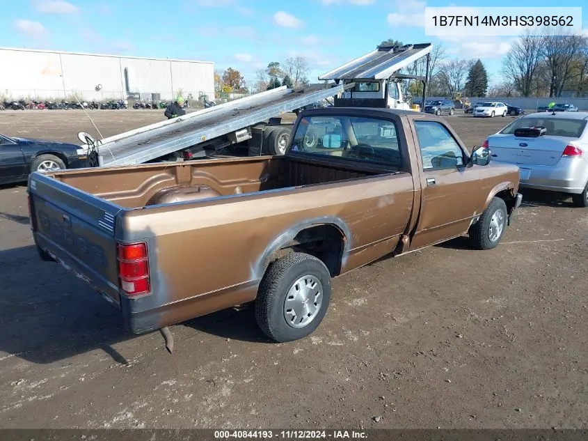 1987 Dodge Dakota VIN: 1B7FN14M3HS398562 Lot: 40844193