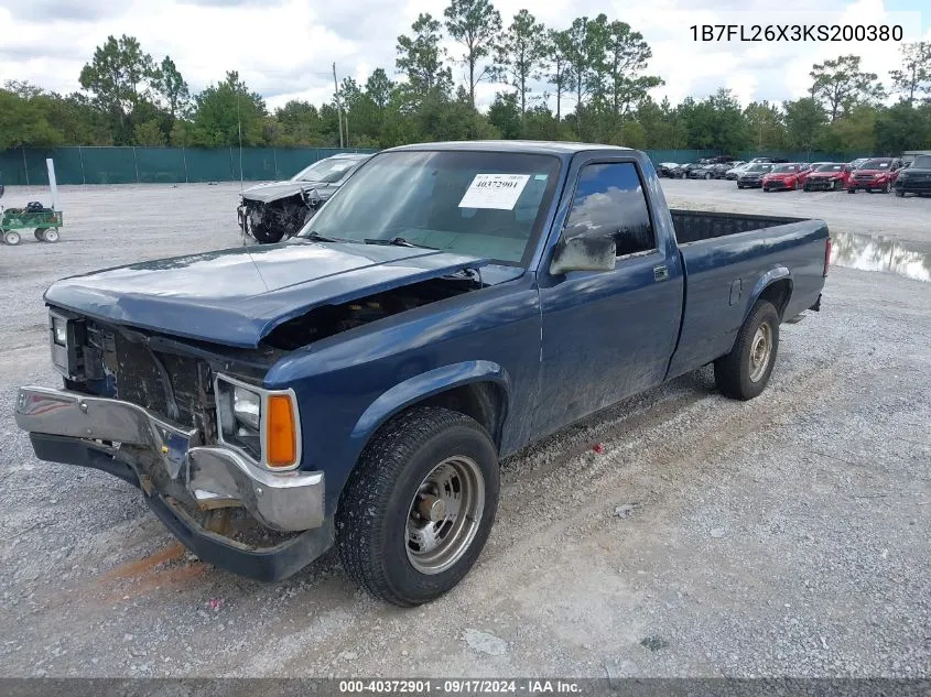 1B7FL26X3KS200380 1989 Dodge Dakota