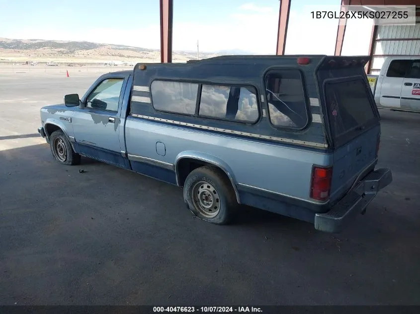 1989 Dodge Dakota VIN: 1B7GL26X5KS027255 Lot: 40476623