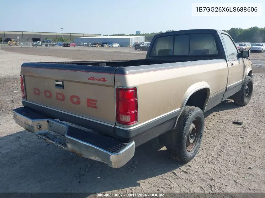 1990 Dodge Dakota VIN: 1B7GG26X6LS688606 Lot: 40313007